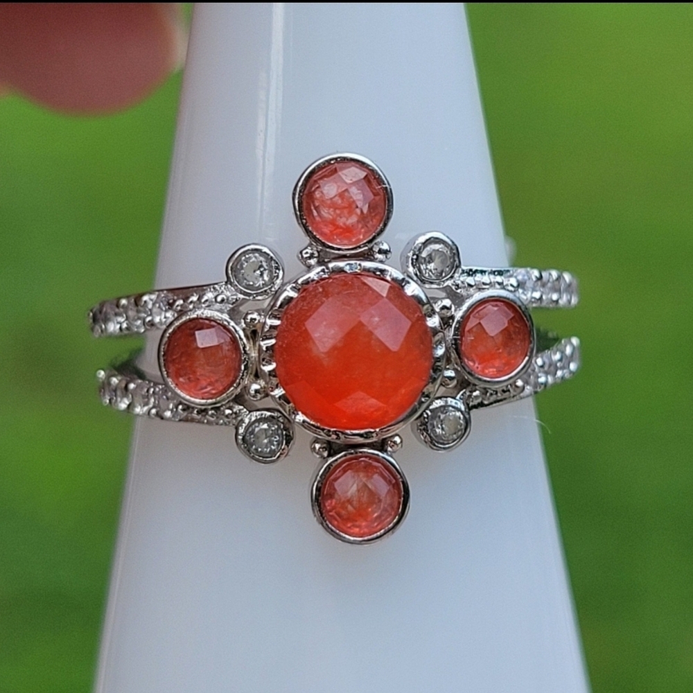 New! Genuine red quartz ring size 7